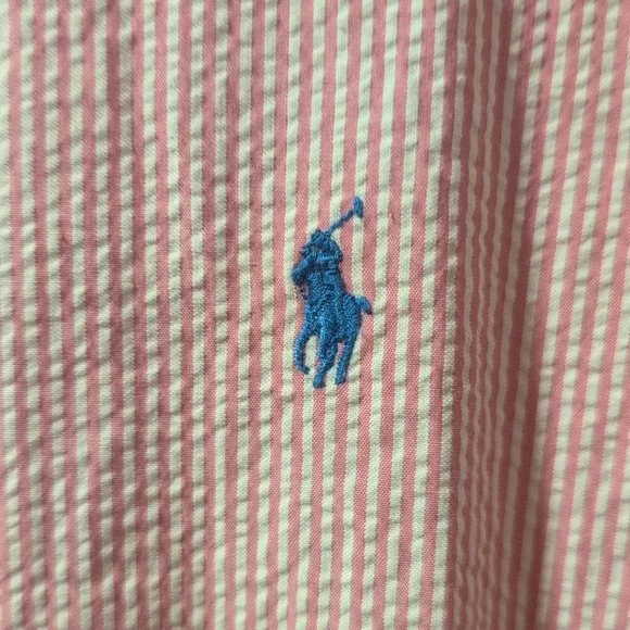 Ralph Lauren Pink Striped Men's Shirt Seersucker fabric - Picture 4 of 4